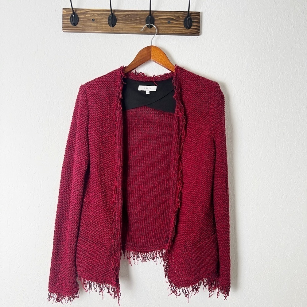 IRO Raspberry Fringe-Trim Tweed Jacket - Picture 2 of 8